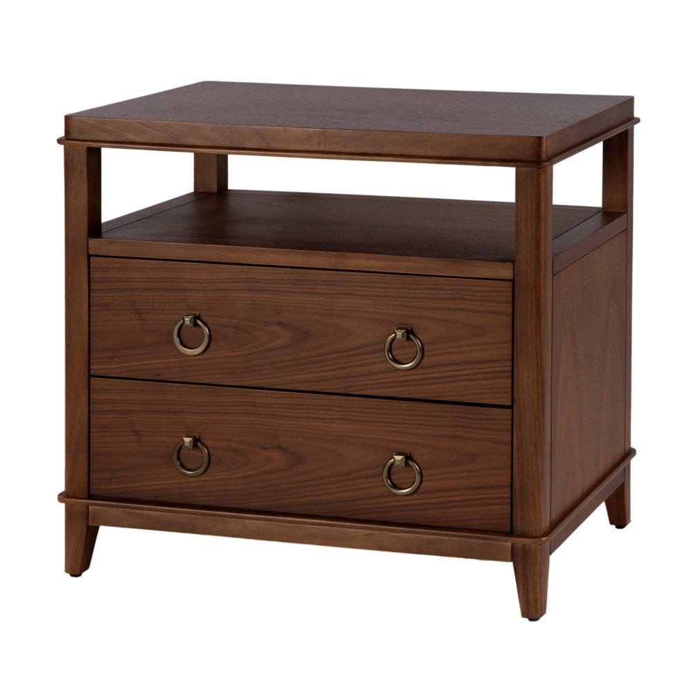 Butler Specialty Butler Highbury 28" Wood Nightstand With 2 Soft-close Drawers & Open Shelf - Modern Elegance In Brown Medium Brown Mdf,Acacia,Pine,Plywood,Veneers 6251489-butler