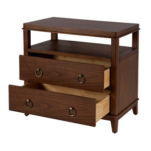 Butler Specialty Butler Highbury 28" Wood Nightstand With 2 Soft-close Drawers & Open Shelf - Modern Elegance In Brown Medium Brown Mdf,Acacia,Pine,Plywood,Veneers 6251489-butler