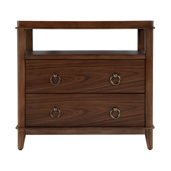 Butler Specialty Butler Highbury 28" Wood Nightstand With 2 Soft-close Drawers & Open Shelf - Modern Elegance In Brown Medium Brown Mdf,Acacia,Pine,Plywood,Veneers 6251489-butler