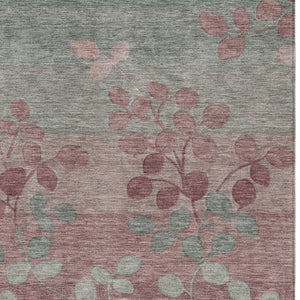 HomeRoots 5' Blush and Emerald Floral Area Rug - Durable, Machine-Washable Design for Indoor and Outdoor Spaces 5' X 8' 625164