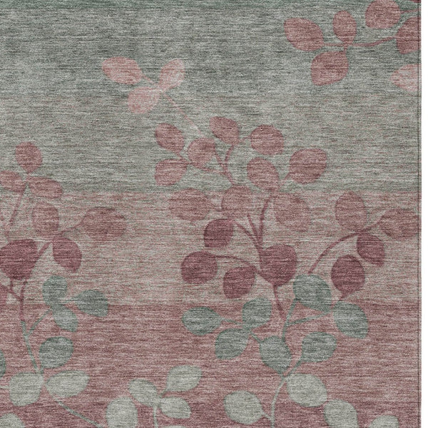 HomeRoots 5' Blush and Emerald Floral Area Rug - Durable, Machine-Washable Design for Indoor and Outdoor Spaces 5' X 8' 625164