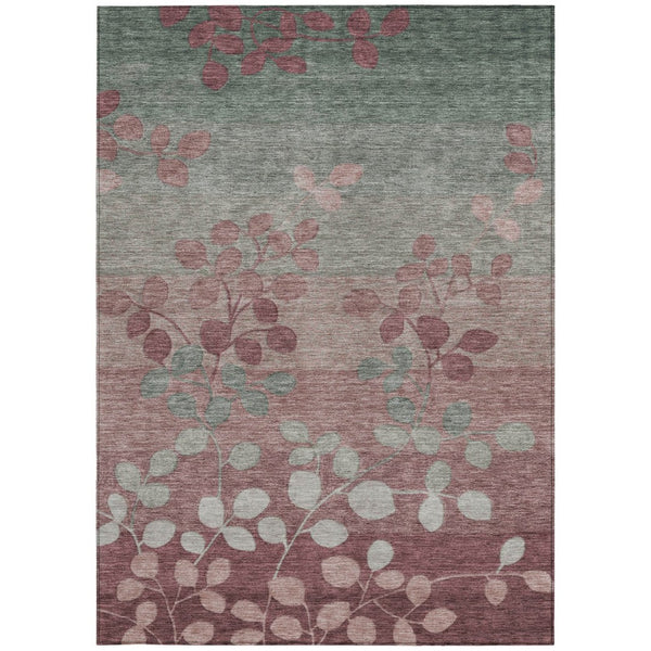 HomeRoots 5' Blush and Emerald Floral Area Rug - Durable, Machine-Washable Design for Indoor and Outdoor Spaces 5' X 8' 625164