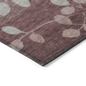 HomeRoots 5' Blush and Emerald Floral Area Rug - Durable, Machine-Washable Design for Indoor and Outdoor Spaces 8' Round 625165
