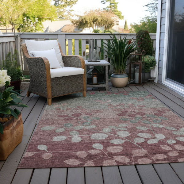HomeRoots 5' Blush and Emerald Floral Area Rug - Durable, Machine-Washable Design for Indoor and Outdoor Spaces 8' X 10' 625166