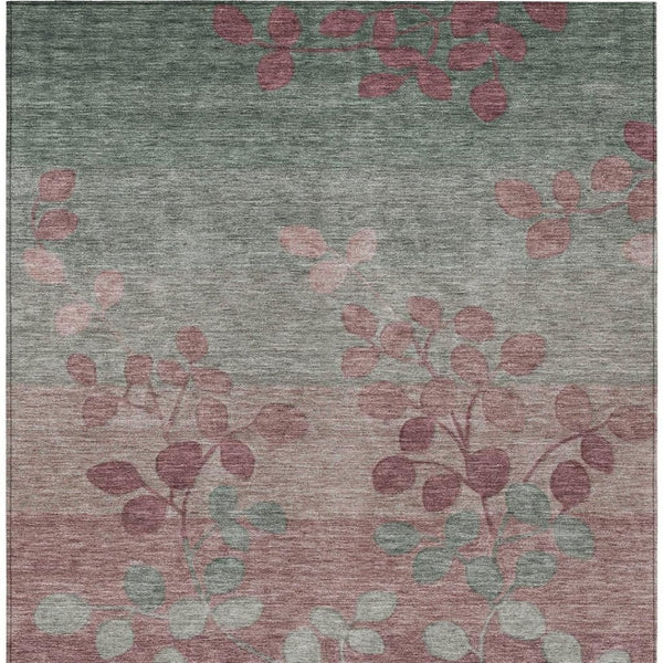 HomeRoots 5' Blush and Emerald Floral Area Rug - Durable, Machine-Washable Design for Indoor and Outdoor Spaces 8' X 10' 625166
