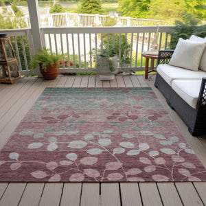 HomeRoots 5' Blush and Emerald Floral Area Rug - Durable, Machine-Washable Design for Indoor and Outdoor Spaces 8' X 10' 625166