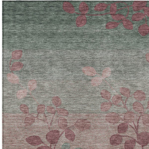 HomeRoots 5' Blush and Emerald Floral Area Rug - Durable, Machine-Washable Design for Indoor and Outdoor Spaces 9' X 12' 625167