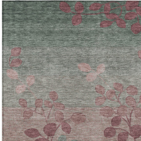 HomeRoots 5' Blush and Emerald Floral Area Rug - Durable, Machine-Washable Design for Indoor and Outdoor Spaces 9' X 12' 625167