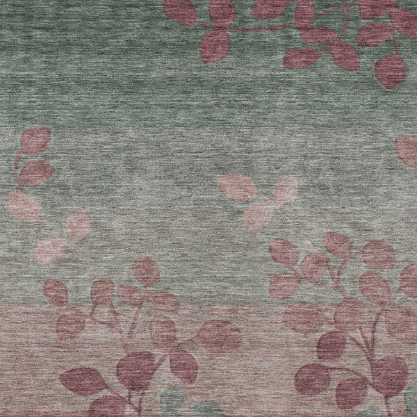 HomeRoots 5' Blush and Emerald Floral Area Rug - Durable, Machine-Washable Design for Indoor and Outdoor Spaces 9' X 12' 625167