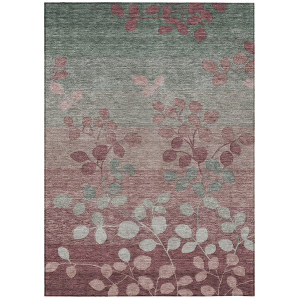 HomeRoots 5' Blush and Emerald Floral Area Rug - Durable, Machine-Washable Design for Indoor and Outdoor Spaces 9' X 12' 625167