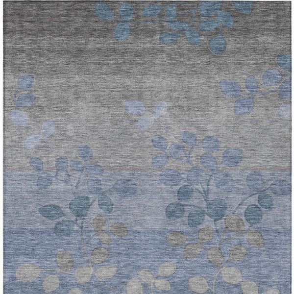 HomeRoots 5' Denim Blue and Gray Floral Area Rug - Durable, Washable Design for Indoor and Outdoor Spaces 5' X 8' 625170
