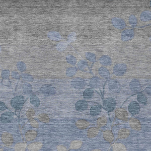 HomeRoots 5' Denim Blue and Gray Floral Area Rug - Durable, Washable Design for Indoor and Outdoor Spaces 8' X 10' 625172