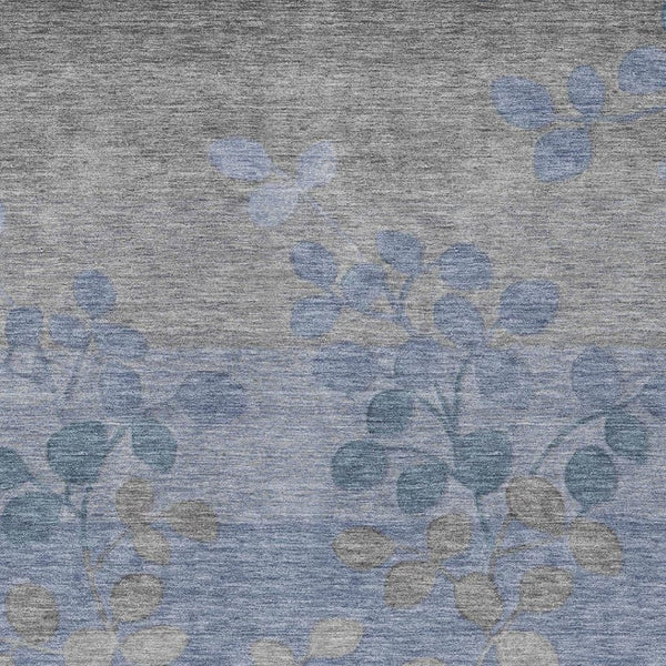 HomeRoots 5' Denim Blue and Gray Floral Area Rug - Durable, Washable Design for Indoor and Outdoor Spaces 8' X 10' 625172