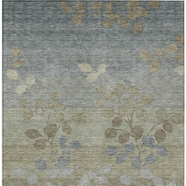 HomeRoots 5' Elegant Khaki and Gray Floral Area Rug – Durable, Washable Design for Indoor and Outdoor Spaces 5' X 8' 625182