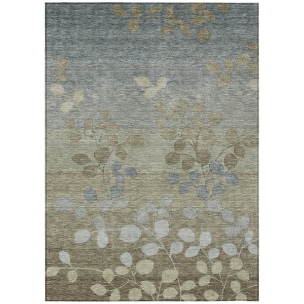 HomeRoots 5' Elegant Khaki and Gray Floral Area Rug – Durable, Washable Design for Indoor and Outdoor Spaces 5' X 8' 625182