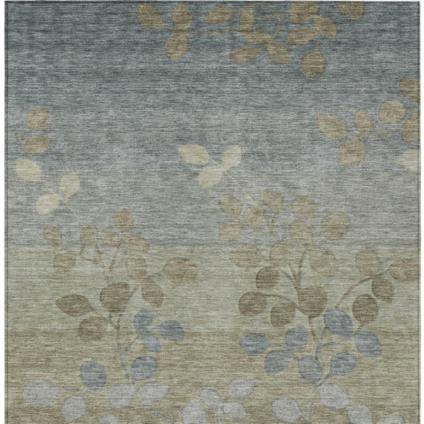 HomeRoots 5' Elegant Khaki and Gray Floral Area Rug – Durable, Washable Design for Indoor and Outdoor Spaces 9' X 12' 625185