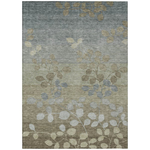 HomeRoots 5' Elegant Khaki and Gray Floral Area Rug – Durable, Washable Design for Indoor and Outdoor Spaces 9' X 12' 625185