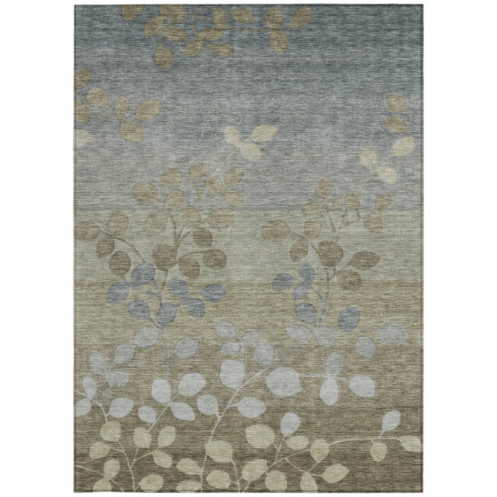 HomeRoots 5' Elegant Khaki and Gray Floral Area Rug – Durable, Washable Design for Indoor and Outdoor Spaces 10' X 14' 625186