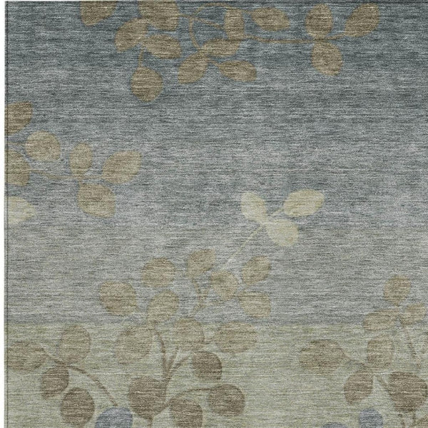 HomeRoots 5' Elegant Khaki and Gray Floral Area Rug – Durable, Washable Design for Indoor and Outdoor Spaces 10' X 14' 625186
