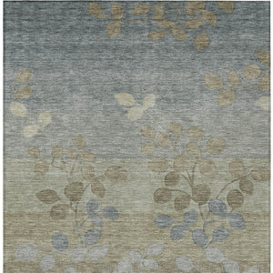 HomeRoots 5' Elegant Khaki and Gray Floral Area Rug – Durable, Washable Design for Indoor and Outdoor Spaces 10' X 14' 625186