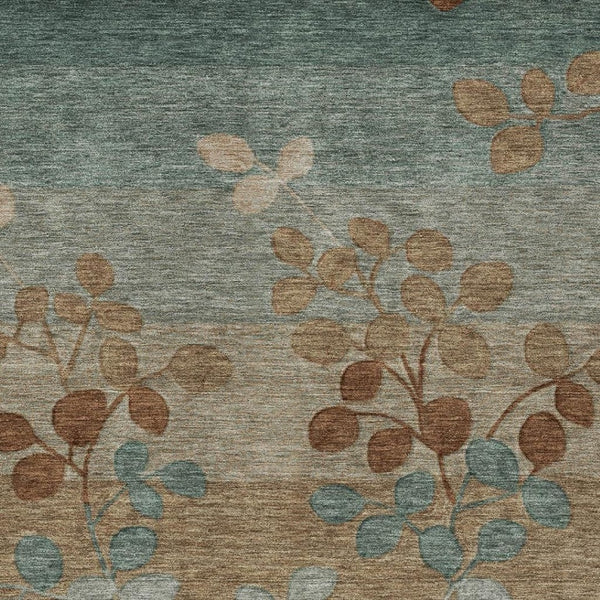 HomeRoots 5' Brown and Teal Blue Floral Area Rug - Durable, Washable, Perfect for Indoor and Outdoor Spaces 5' X 8' 625188