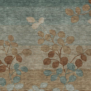 HomeRoots 5' Brown and Teal Blue Floral Area Rug - Durable, Washable, Perfect for Indoor and Outdoor Spaces 8' X 10' 625190
