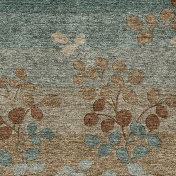 HomeRoots 5' Brown and Teal Blue Floral Area Rug - Durable, Washable, Perfect for Indoor and Outdoor Spaces 8' X 10' 625190