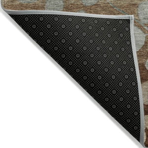 HomeRoots 5' Brown and Teal Blue Floral Area Rug - Durable, Washable, Perfect for Indoor and Outdoor Spaces 9' X 12' 625191