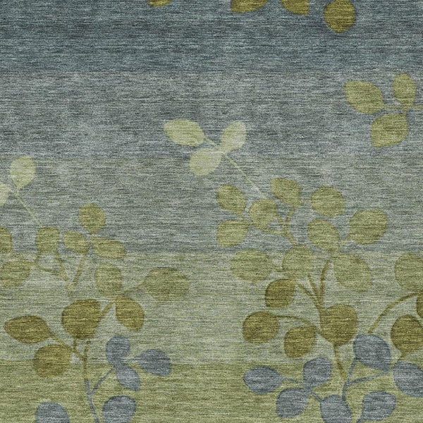 HomeRoots 5' Stylish Olive Green and Gray Floral Washable Area Rug for Indoor and Outdoor Living Spaces 5' X 8' 625194