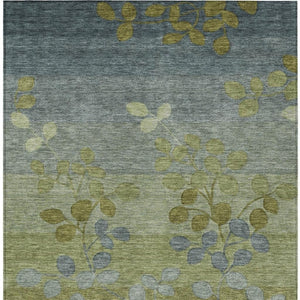 HomeRoots 5' Stylish Olive Green and Gray Floral Washable Area Rug for Indoor and Outdoor Living Spaces 8' X 10' 625196