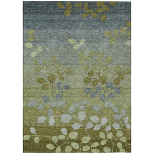 HomeRoots 5' Stylish Olive Green and Gray Floral Washable Area Rug for Indoor and Outdoor Living Spaces 8' X 10' 625196