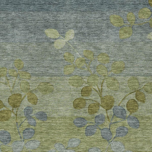 HomeRoots 5' Stylish Olive Green and Gray Floral Washable Area Rug for Indoor and Outdoor Living Spaces 9' X 12' 625197