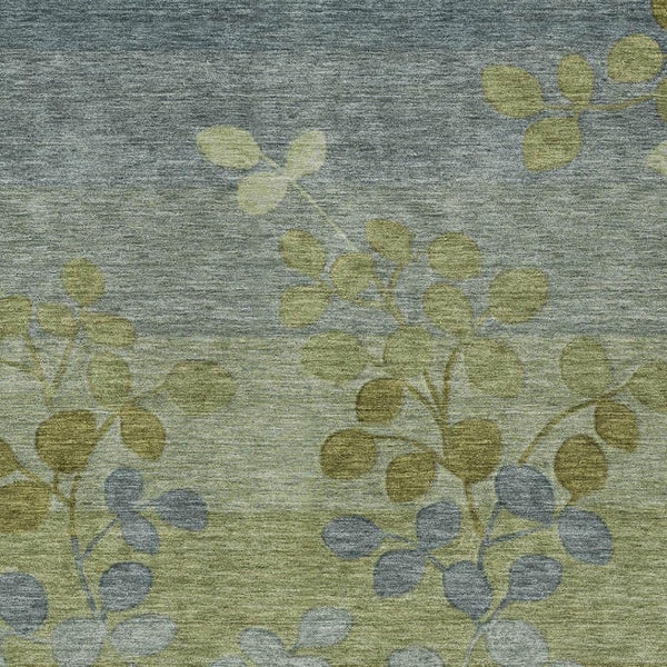 HomeRoots 5' Stylish Olive Green and Gray Floral Washable Area Rug for Indoor and Outdoor Living Spaces 9' X 12' 625197