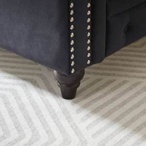 English Elm Fx Velvet Chesterfield 3-Seater Sofa With Rolled Arms, Button Tufting & Cushions For Elegant Living W1926S00064