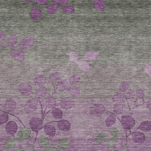 HomeRoots 5' Purple and Gray Floral Washable Area Rug - Perfect for Indoor and Outdoor High-Traffic Spaces 5' X 8' 625200