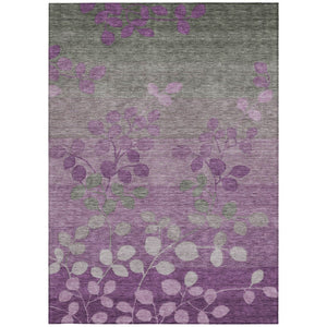 HomeRoots 5' Purple and Gray Floral Washable Area Rug - Perfect for Indoor and Outdoor High-Traffic Spaces 8' X 10' 625202