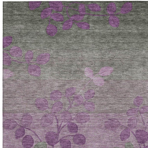 HomeRoots 5' Purple and Gray Floral Washable Area Rug - Perfect for Indoor and Outdoor High-Traffic Spaces 8' X 10' 625202
