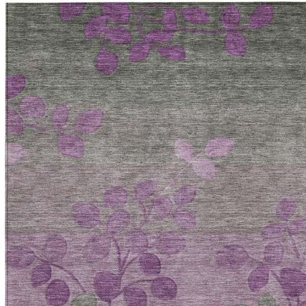 HomeRoots 5' Purple and Gray Floral Washable Area Rug - Perfect for Indoor and Outdoor High-Traffic Spaces 8' X 10' 625202