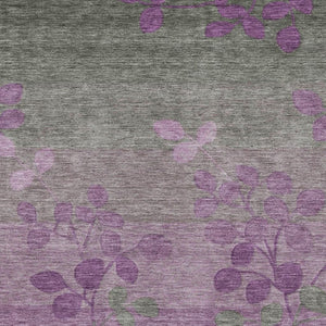 HomeRoots 5' Purple and Gray Floral Washable Area Rug - Perfect for Indoor and Outdoor High-Traffic Spaces 9' X 12' 625203