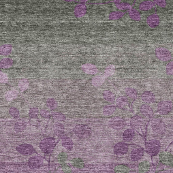 HomeRoots 5' Purple and Gray Floral Washable Area Rug - Perfect for Indoor and Outdoor High-Traffic Spaces 9' X 12' 625203