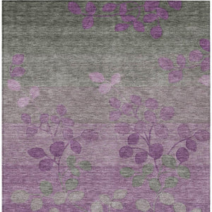 HomeRoots 5' Purple and Gray Floral Washable Area Rug - Perfect for Indoor and Outdoor High-Traffic Spaces 10' X 14' 625204