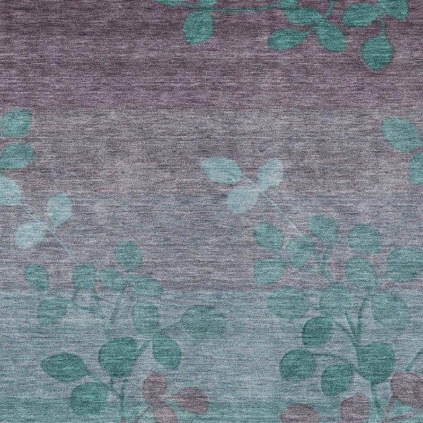 HomeRoots 5' Durable Teal Blue and Gray Floral Indoor Outdoor Area Rug - Machine Washable, Stylish & Versatile 8' X 10' 625208