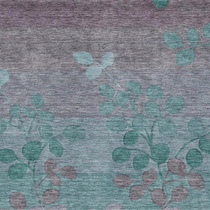HomeRoots 5' Durable Teal Blue and Gray Floral Indoor Outdoor Area Rug - Machine Washable, Stylish & Versatile 10' X 14' 625210