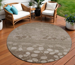 HomeRoots 5' Versatile Floral Indoor Outdoor Area Rug - Durable, Washable, and Perfect for High-Traffic Spaces 8' Round 625213
