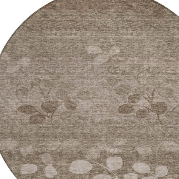HomeRoots 5' Versatile Floral Indoor Outdoor Area Rug - Durable, Washable, and Perfect for High-Traffic Spaces 8' Round 625213