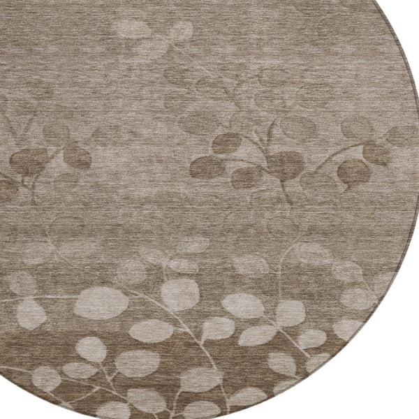 HomeRoots 5' Versatile Floral Indoor Outdoor Area Rug - Durable, Washable, and Perfect for High-Traffic Spaces 8' Round 625213