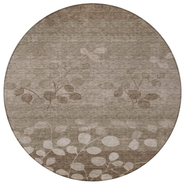 HomeRoots 5' Versatile Floral Indoor Outdoor Area Rug - Durable, Washable, and Perfect for High-Traffic Spaces 8' Round 625213