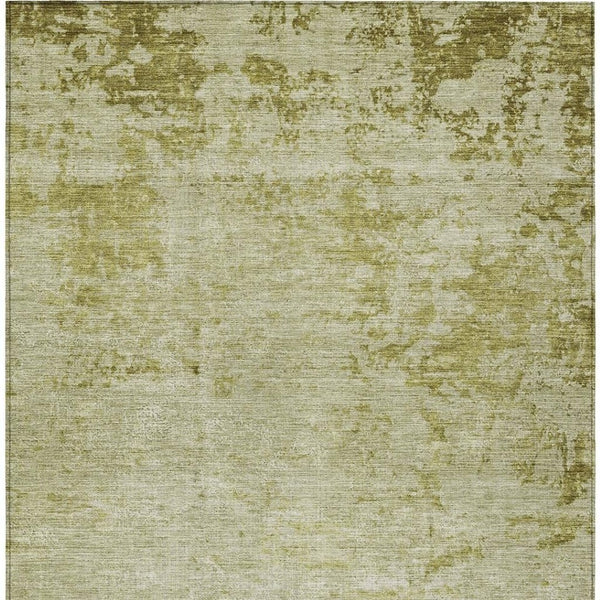 HomeRoots 5' Artichoke Green and Ivory Abstract Washable Area Rug for Indoor and Outdoor High-Traffic Use 5' X 8' 625218