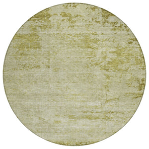 HomeRoots 5' Artichoke Green and Ivory Abstract Washable Area Rug for Indoor and Outdoor High-Traffic Use 8' Round 625219