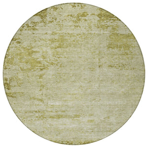 HomeRoots 5' Artichoke Green and Ivory Abstract Washable Area Rug for Indoor and Outdoor High-Traffic Use 8' Round 625219